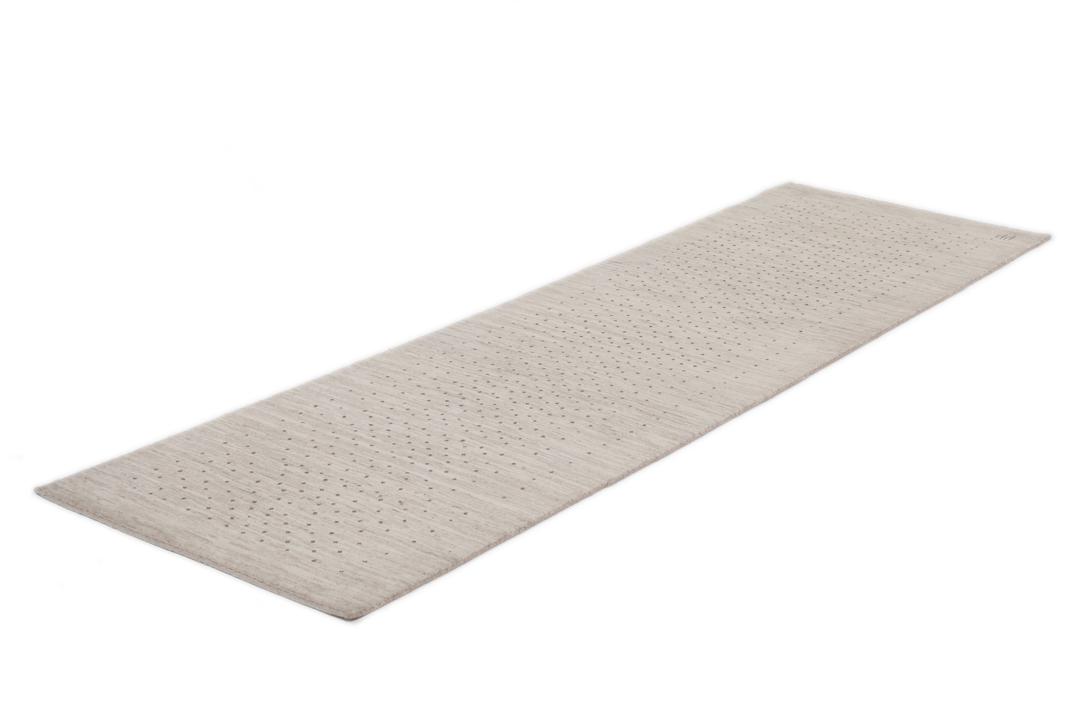 Håndknyttet Gabbeh Fine løber i beige uld med minimalistiske prikmønstre