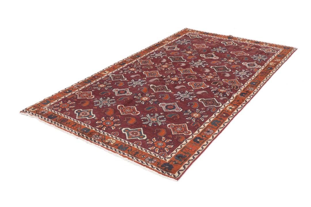 Handgeknoopt Lori tapijt uit het Midden-Oosten in donkerrood met geometrische motieven