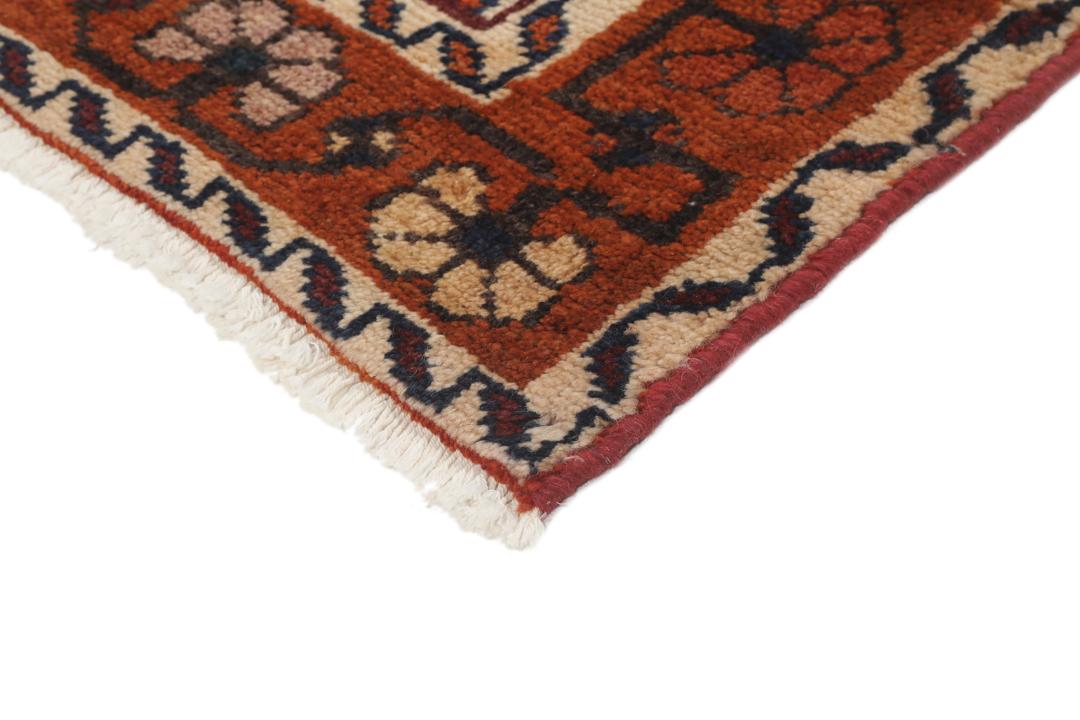 Handgeknoopt Lori tapijt uit het Midden-Oosten in donkerrood met geometrische motieven