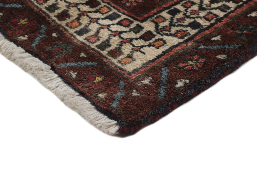 Handgeknoopt Afshar-tapijt uit het Midden-Oosten met een rood en blauw geometrisch medaillonpatroon
