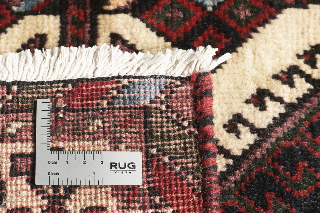 Handgeknoopt Afshar-tapijt uit het Midden-Oosten in dieprode en zwarte tinten