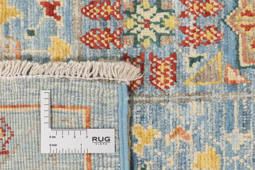 Handgeknoopt Afghaans Mamluk-tapijt in blauw met sierlijke geometrische medaillonpatronen.