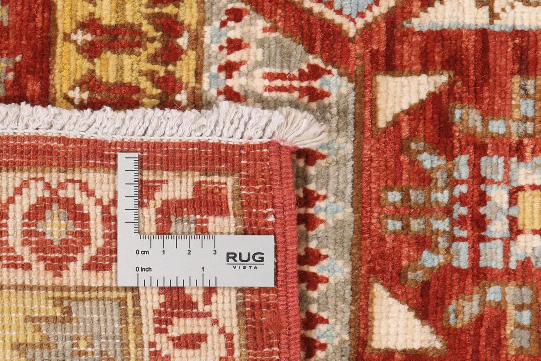 Handgeknoopt Mamluk-tapijt uit Afghanistan in tinten rood en blauw