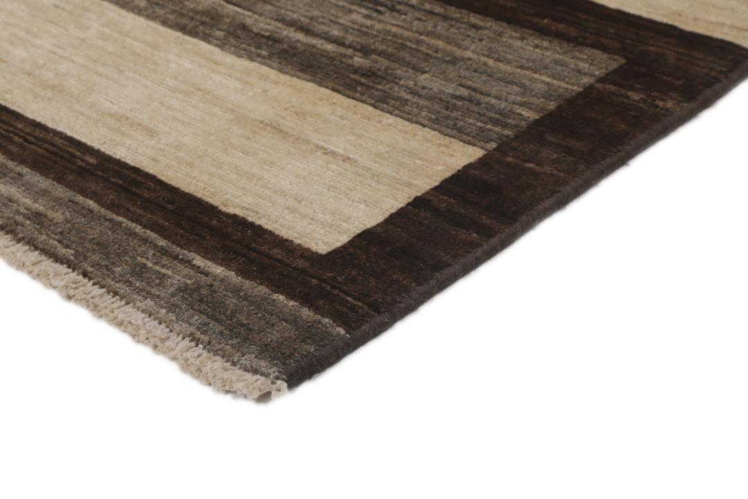 Handgeknoopt Afghaans tapijt met geometrische patronen in grijs en beige