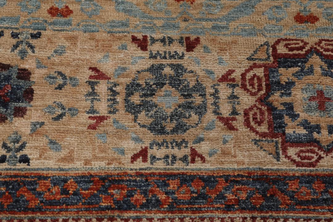 Handgeknoopt Mamluk tapijt uit Afghanistan in donkerrode en blauwe tinten