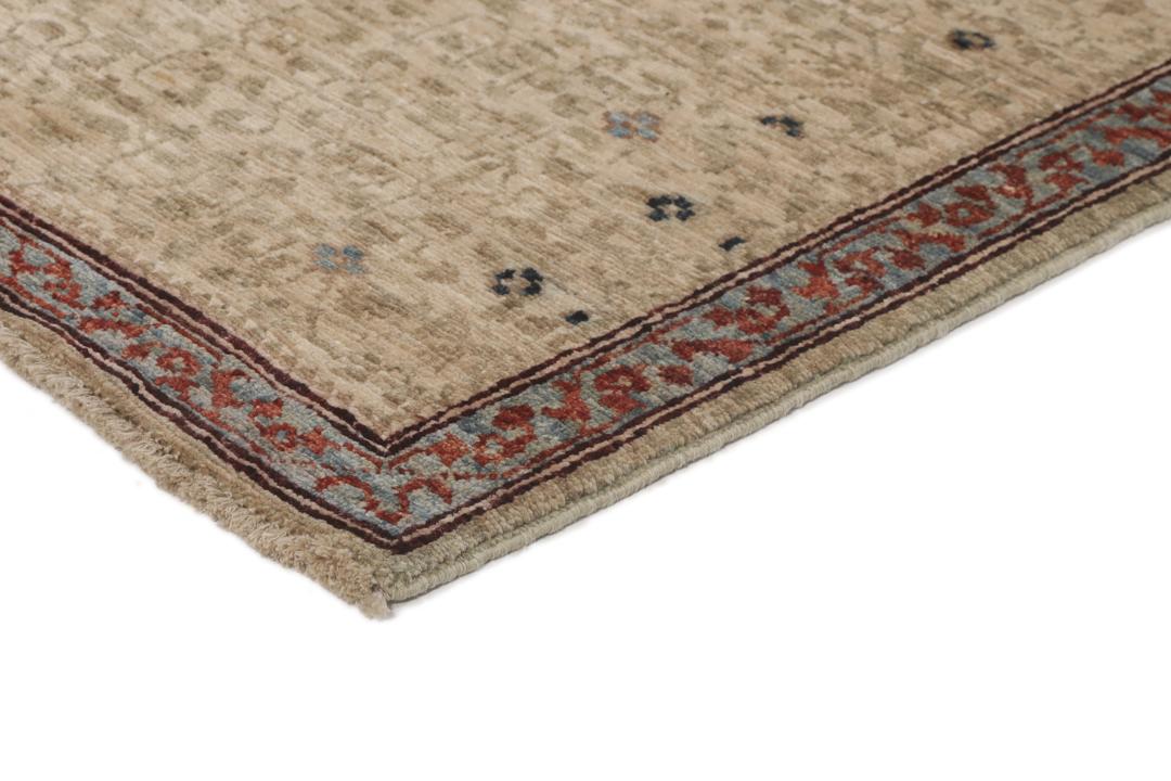 Håndknyttet Mamluk-tæppe fra Afghanistan med et beige og flerfarvet geometrisk design