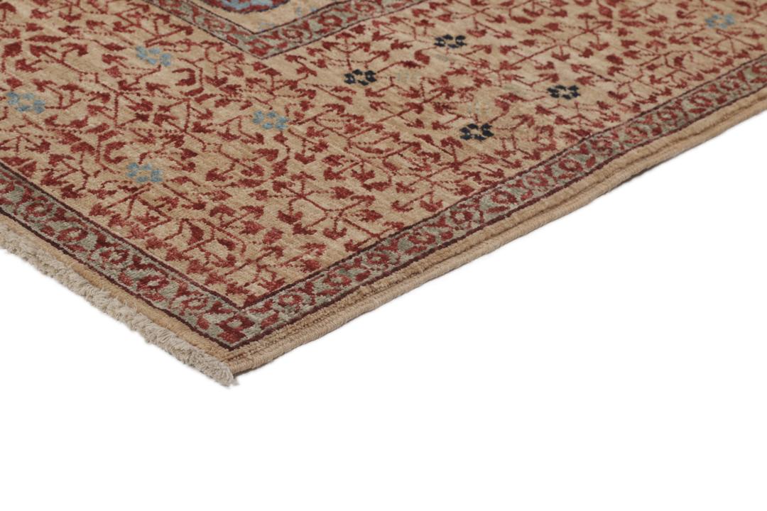 Handgeknoopt Afghaans Mamluk-tapijt in rood en beige