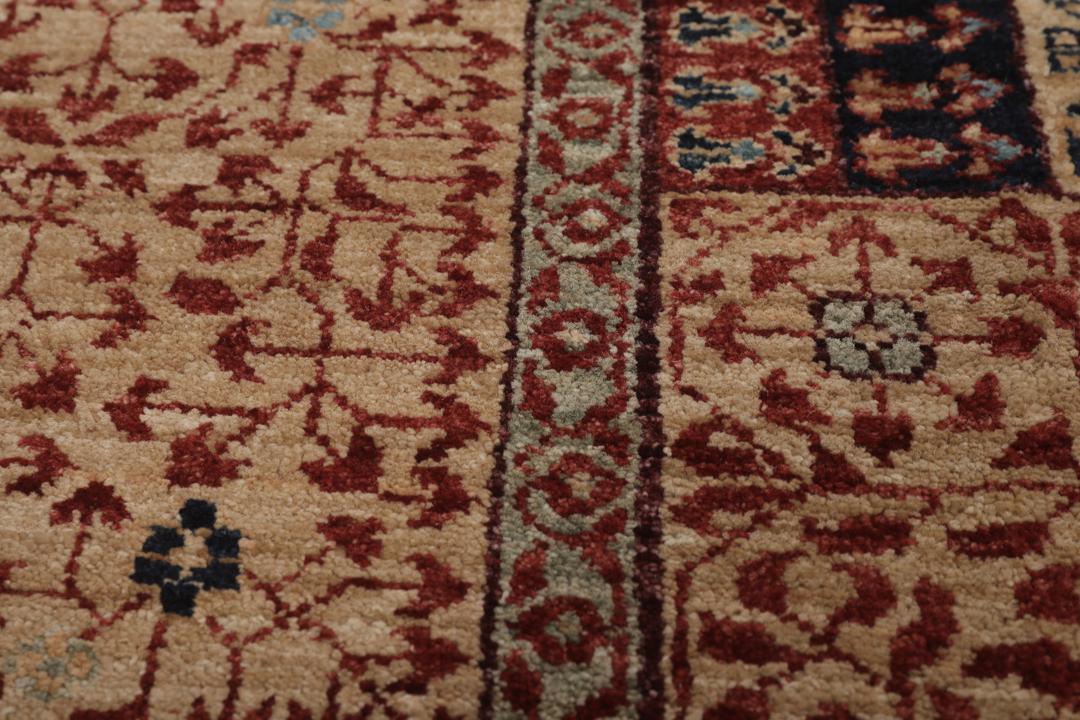 Handgeknoopt Afghaans Mamluk-tapijt in rood en beige