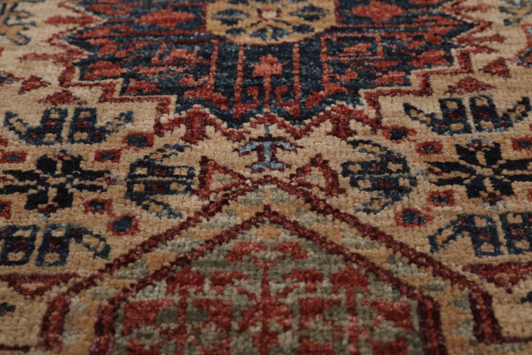 Handgeknoopt Afghaans Mamluk-tapijt in rood en beige