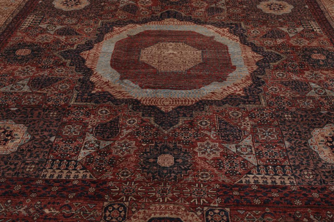 Handgeknoopt Mamluk-tapijt uit Afghanistan in veelkleurige tinten