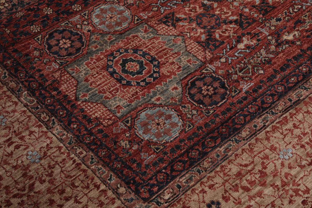 Handgeknoopt Mamluk-tapijt uit Afghanistan in veelkleurige tinten