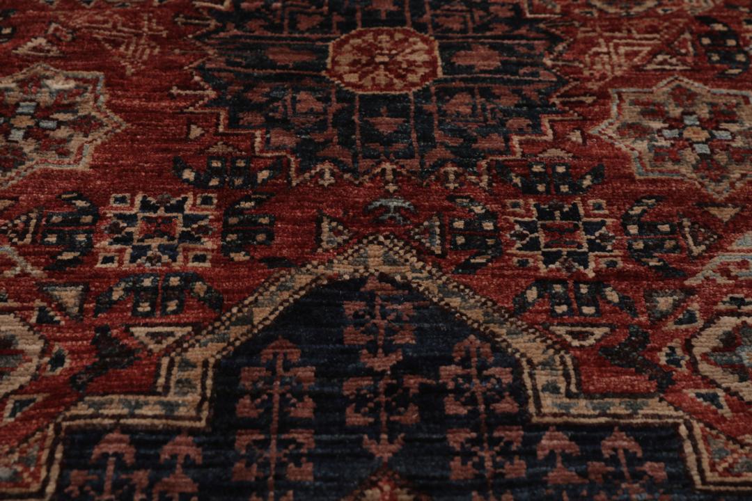 Handgeknoopt Mamluk-tapijt uit Afghanistan in veelkleurige tinten