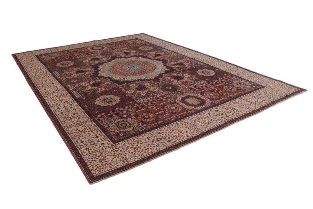 Mamluk-tæppe fra Afghanistan i mørkerøde og beige nuancer