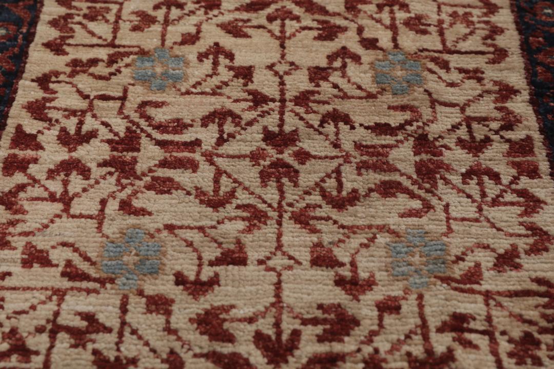 Mamluk-tæppe fra Afghanistan i mørkerøde og beige nuancer