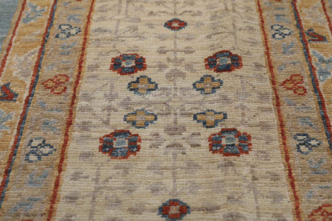 Håndknyttet afghansk Mamluk-tæppe i blåt og beige