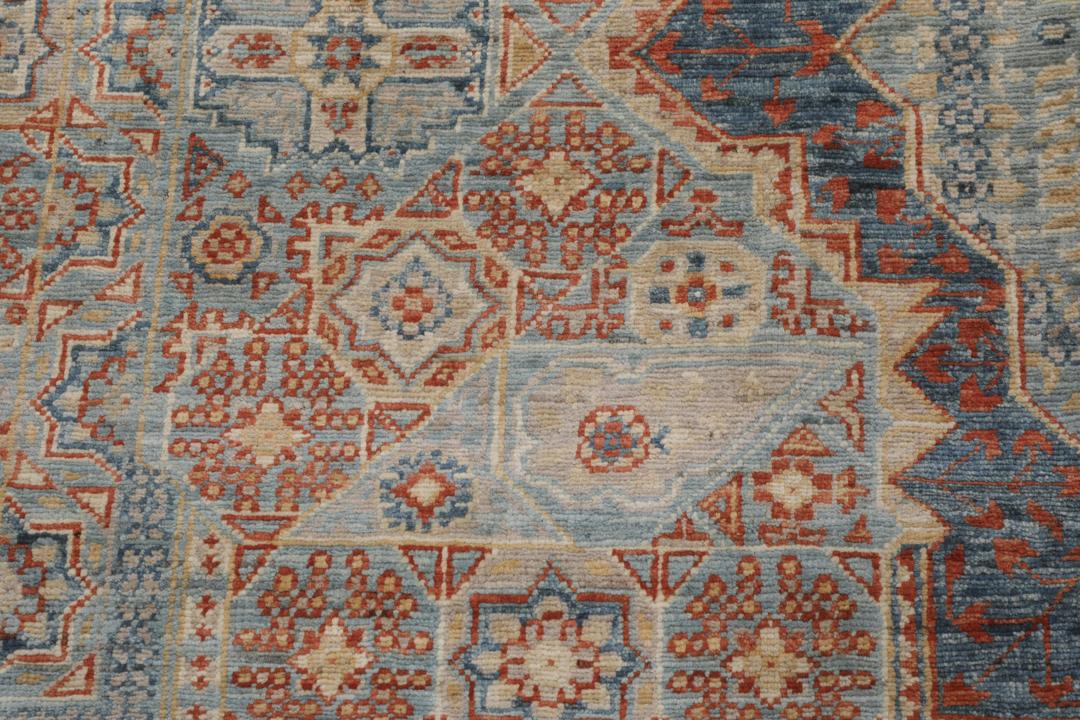 Håndknyttet afghansk Mamluk-tæppe i blåt og beige