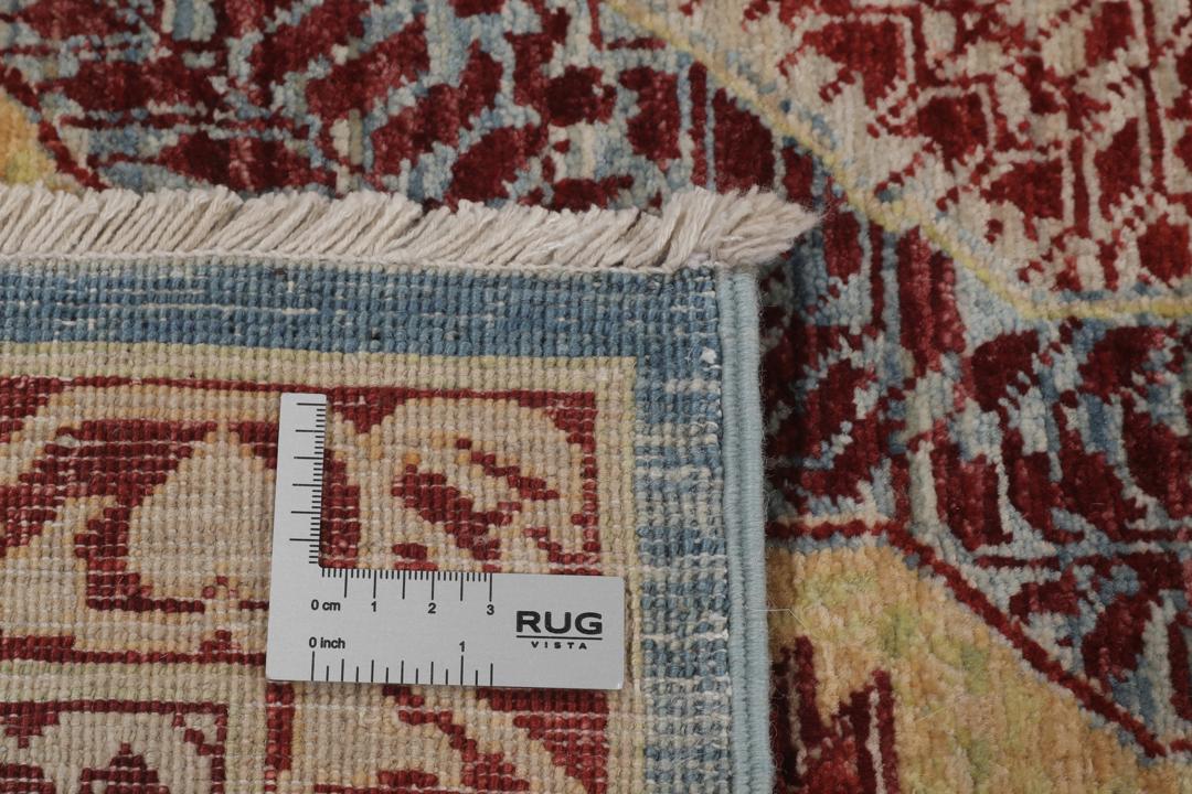Alfombra afgana Mamluk anudada a mano en azul y rojo