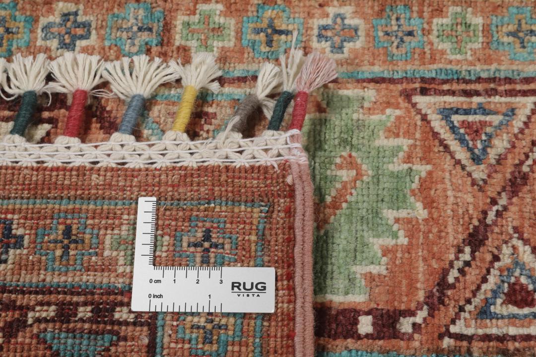 Handgeknoopte Afghaanse loper in rood met geometrische motieven