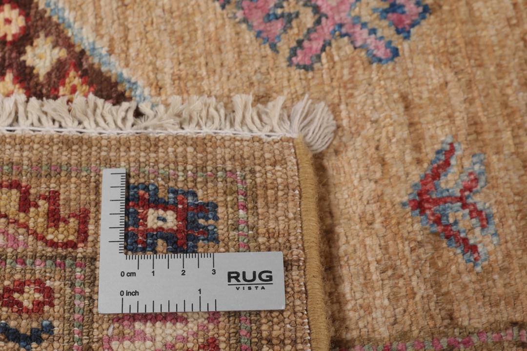 Covor Kazak Ariana înnodat manual din Afganistan cu câmp maro și motive geometrice