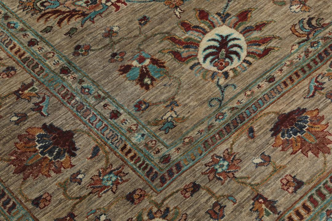 Met de hand geknoopt Afghaans tapijt met bloemmotieven in beige, rood en blauw