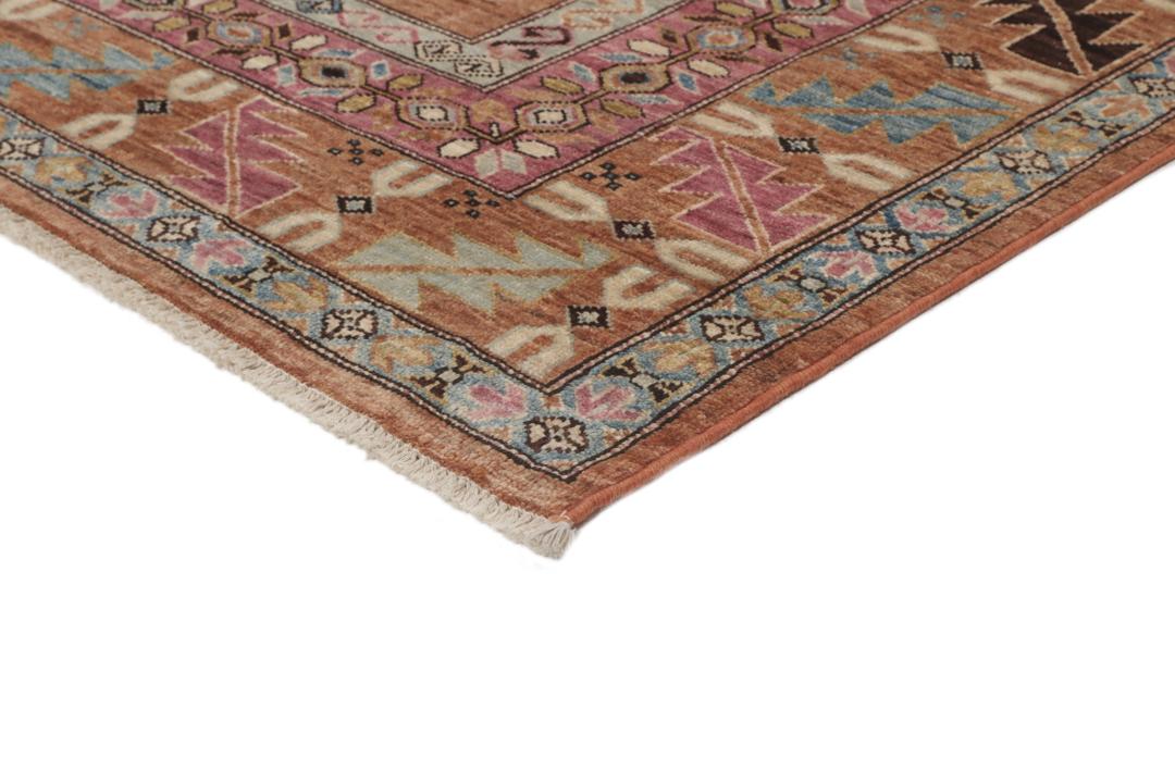 Covor Kazak Ariana înnodat manual din Afganistan cu un model geometric multicolor