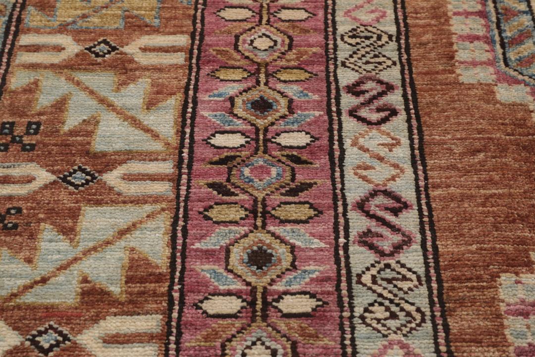Covor Kazak Ariana înnodat manual din Afganistan cu un model geometric multicolor