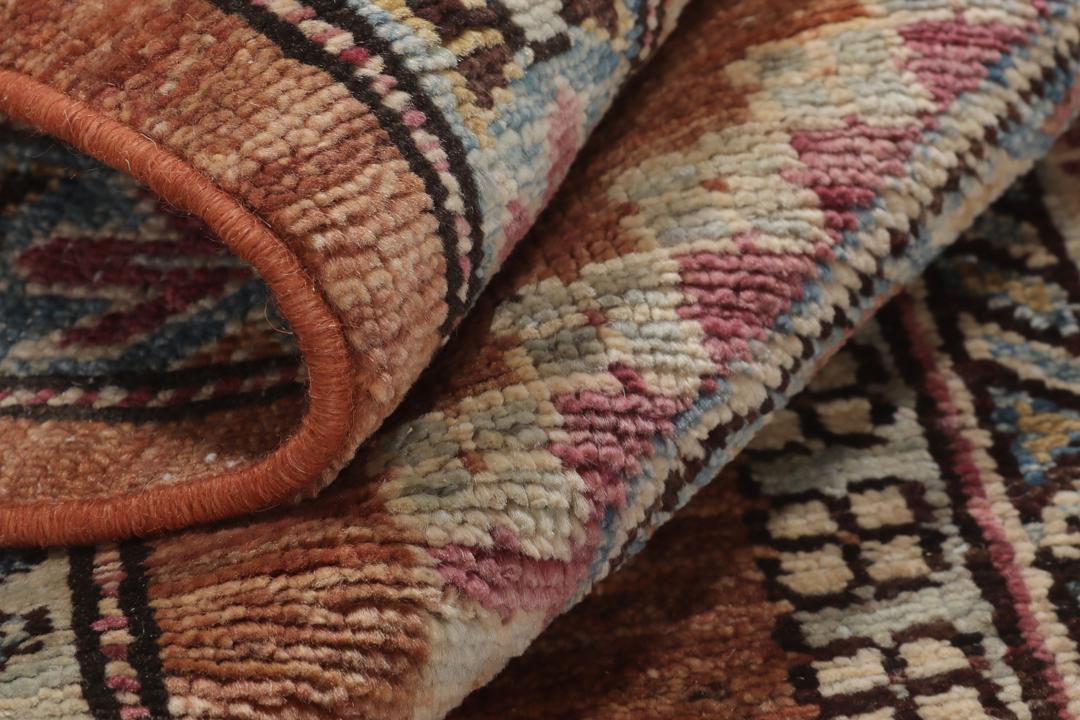 Covor Kazak Ariana înnodat manual din Afganistan cu un model geometric multicolor