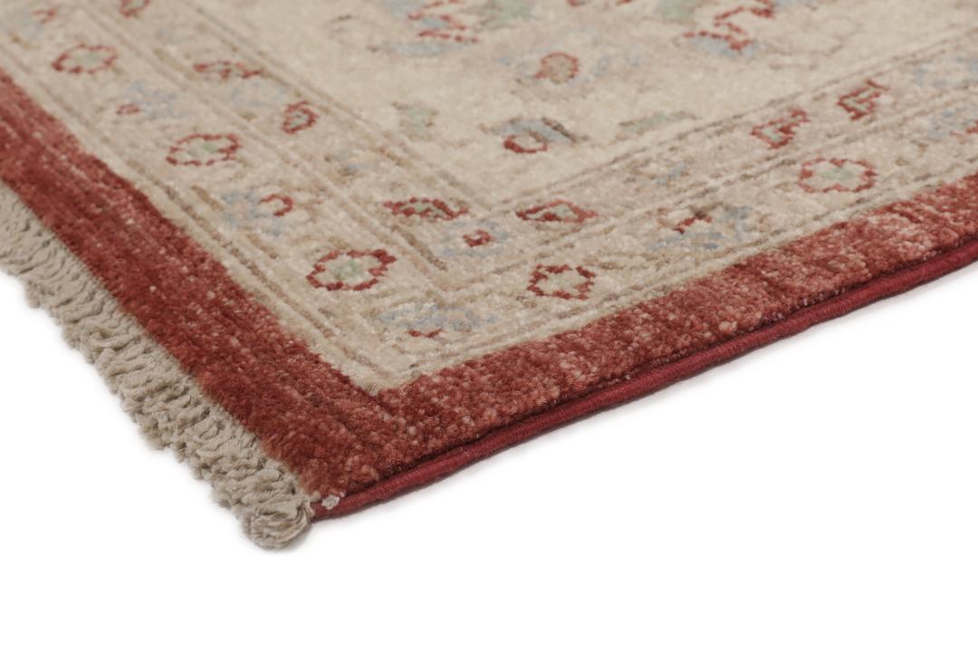 Hand-knotted Ziegler rug from Afghanistan with a red floral pattern
