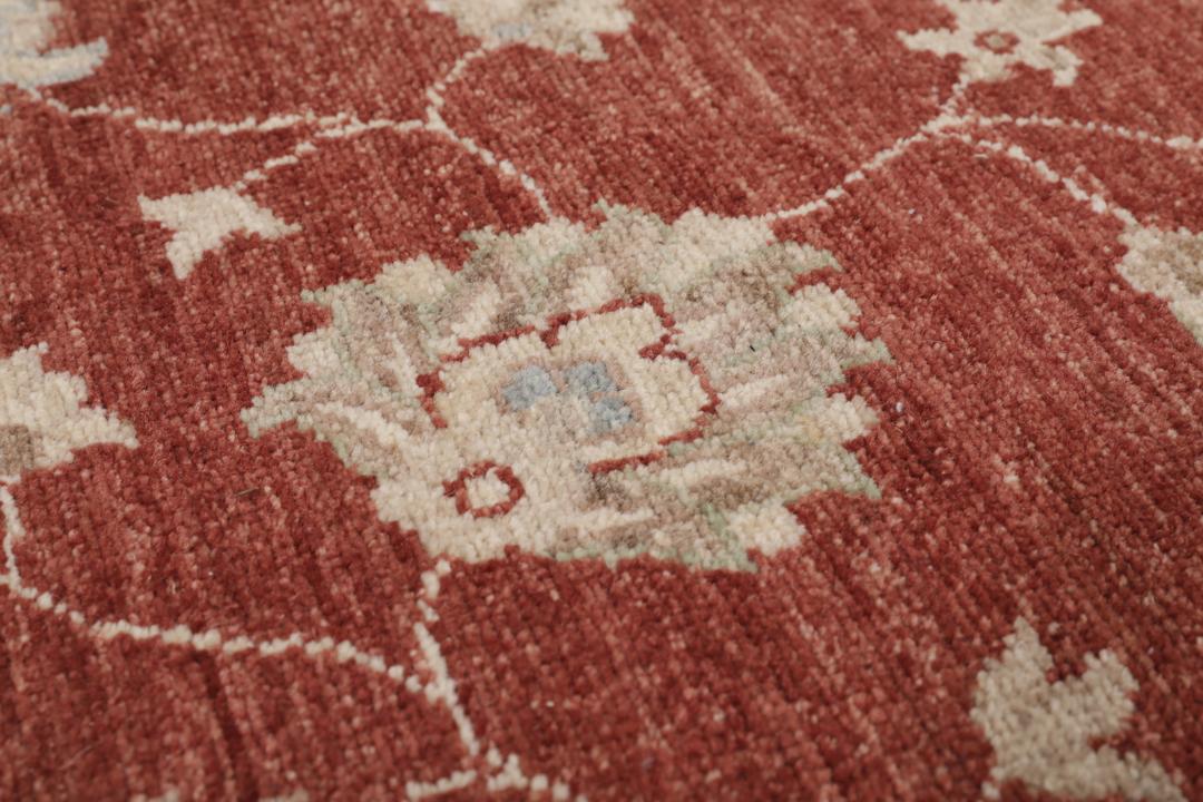Hand-knotted Ziegler rug from Afghanistan with a red floral pattern