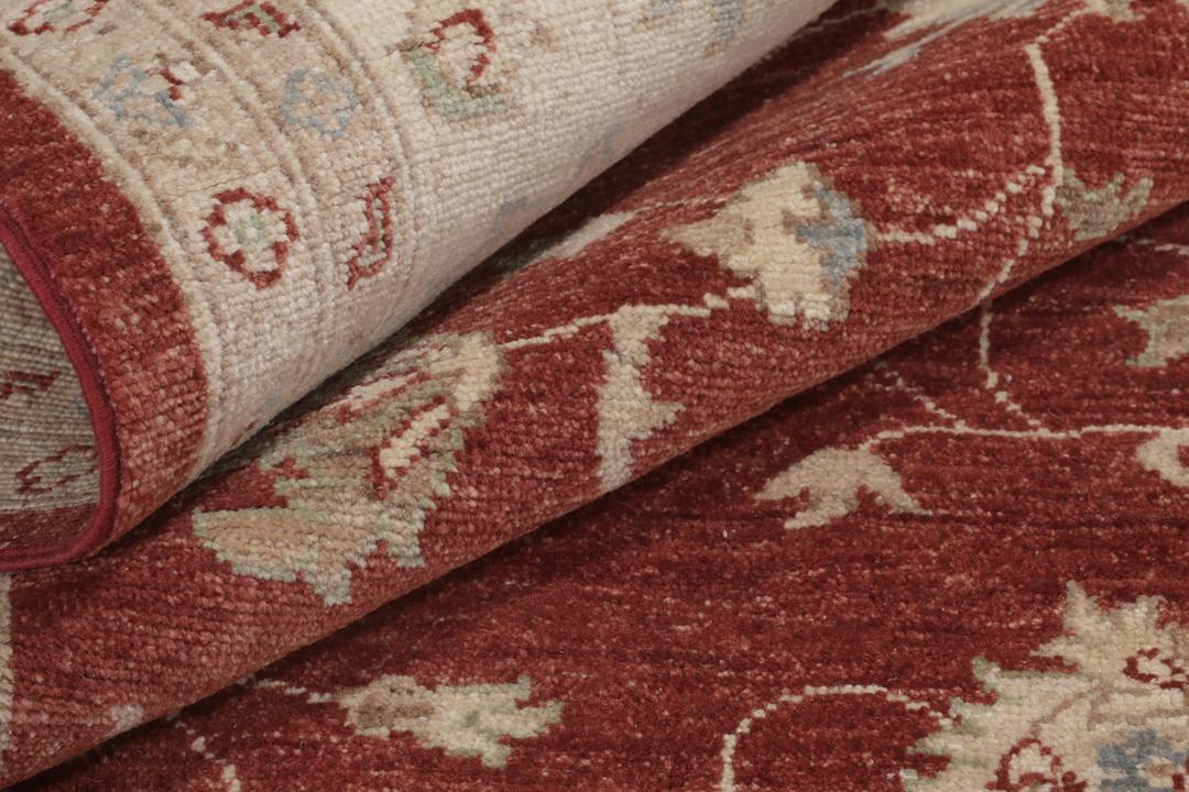 Hand-knotted Ziegler rug from Afghanistan with a red floral pattern