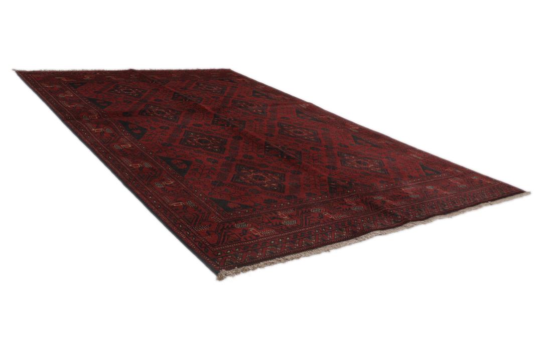 Tapis Afghan Khal Mohammadi noué à la main en rouge foncé et noir
