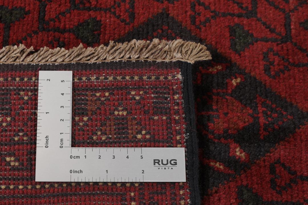 Tapis Afghan Khal Mohammadi noué à la main en rouge foncé et noir