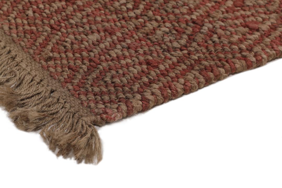 Handgeweven Indiaas tapijt in rood met geometrische textuur