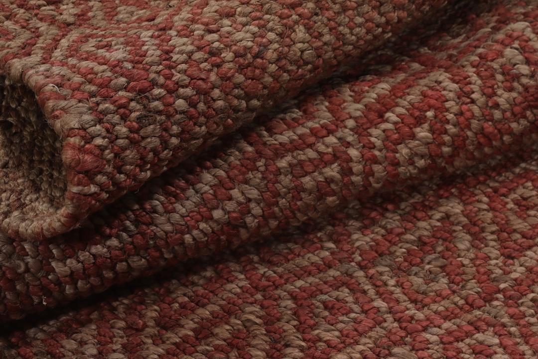Handgeweven Indiaas tapijt in rood met geometrische textuur