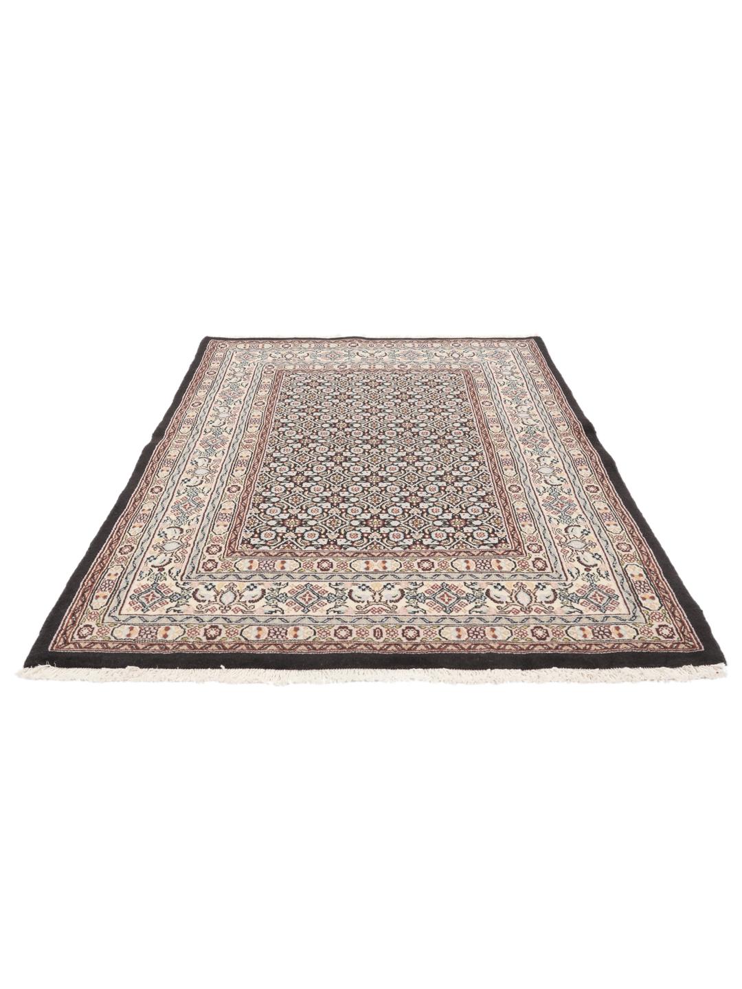 Hand-knotted Moud rug with intricate patterns in multicolor Wool, origin Middle East.