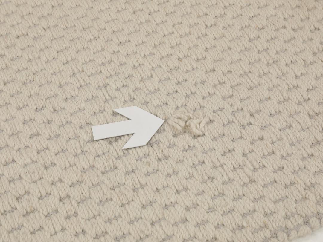 Een minimalistisch handgeweven vloerkleed uit India in een zachte beige tint.
