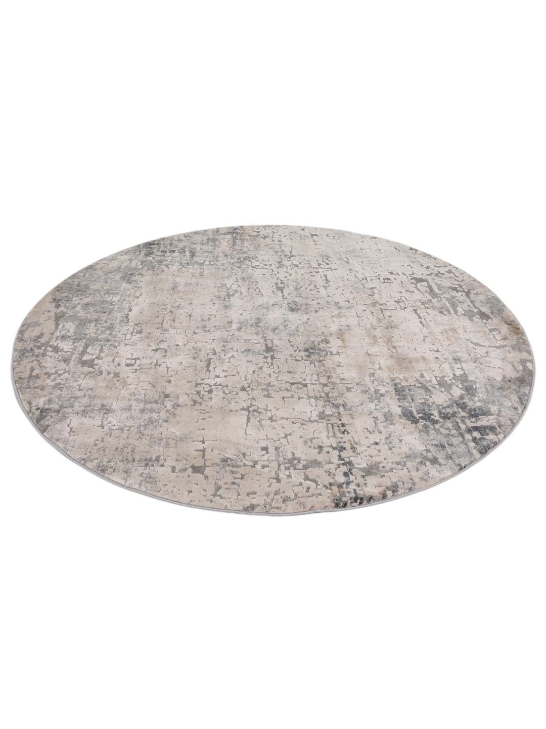 Rond vloerkleed in grijs en beige