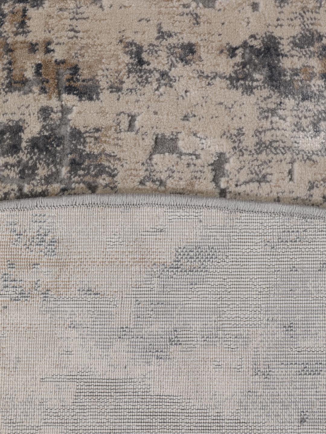 Rond vloerkleed in grijs en beige