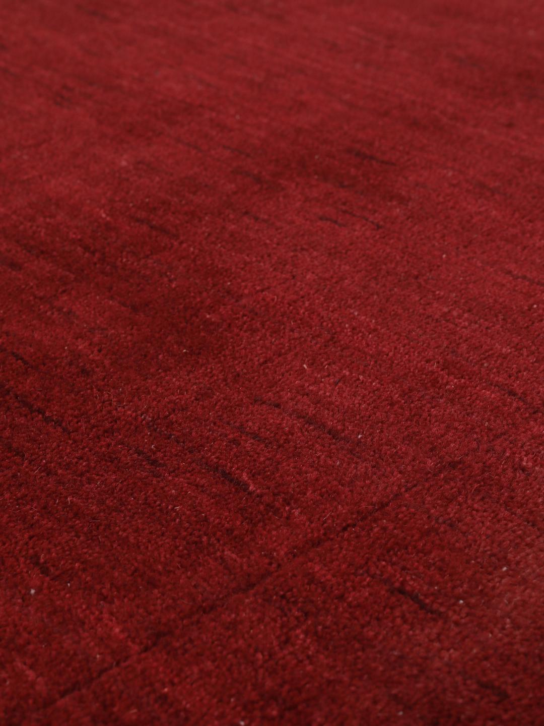 Large Red Loop Wool Rug Handloom - Dark Red, Round Ø 200 cm Wool Rug - Rugvista