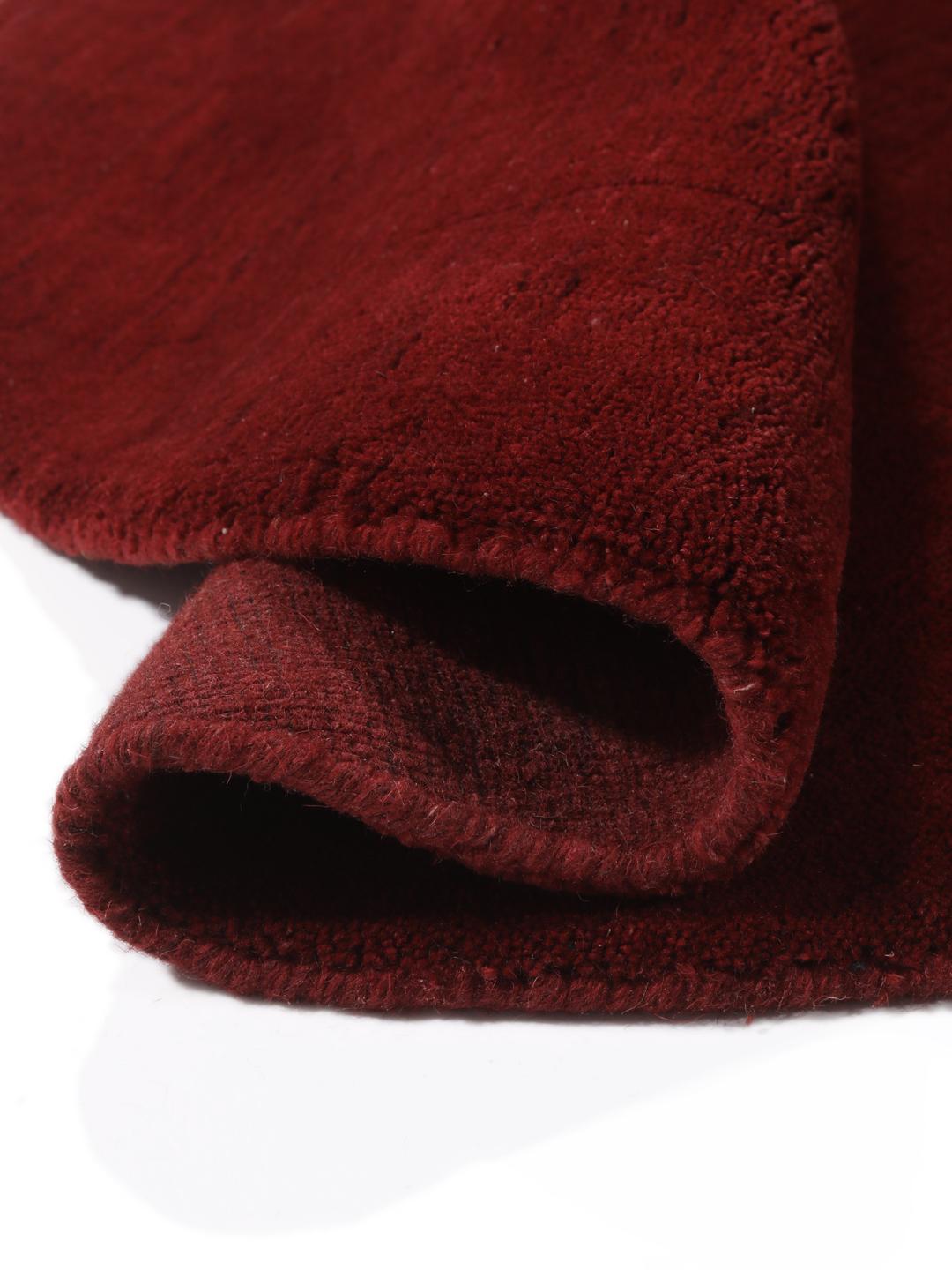 Handloom Dark Red Round Rug - Rugvista