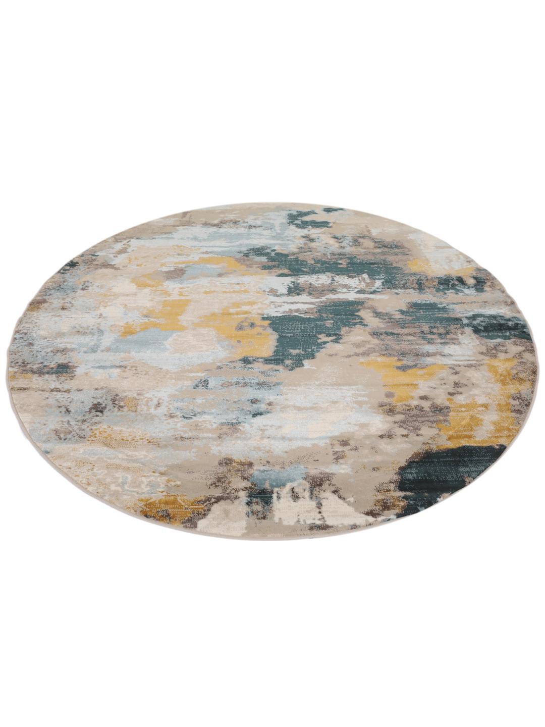 Rond beige en donkergrijs tapijt