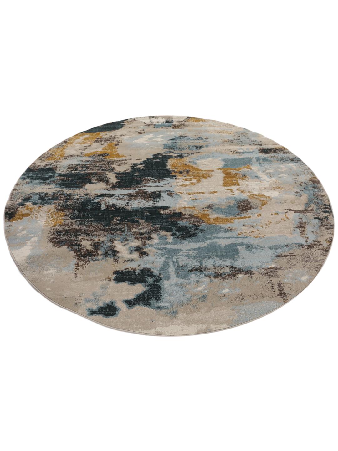 Rond beige en donkergrijs tapijt