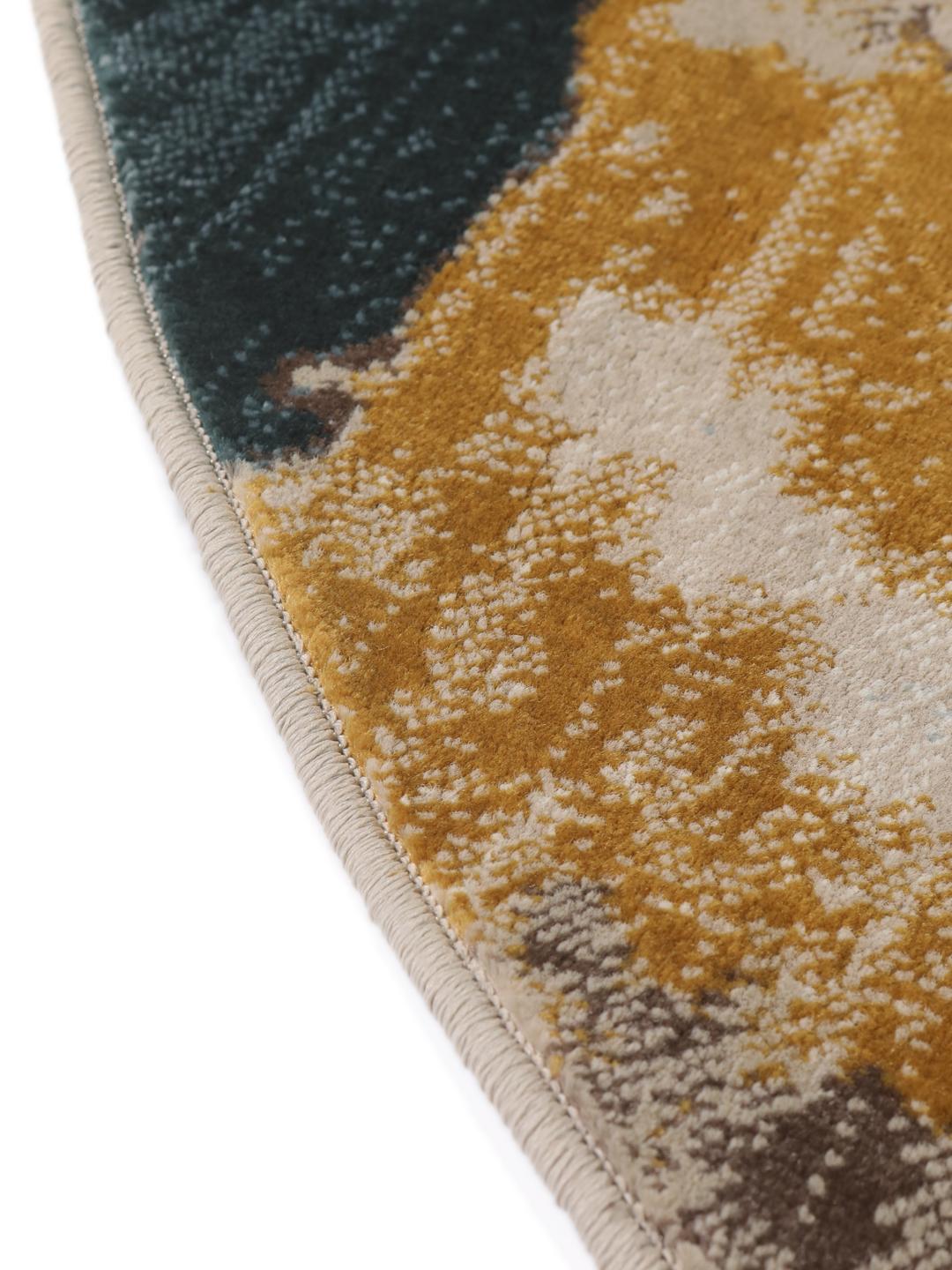 Rond beige en donkergrijs tapijt