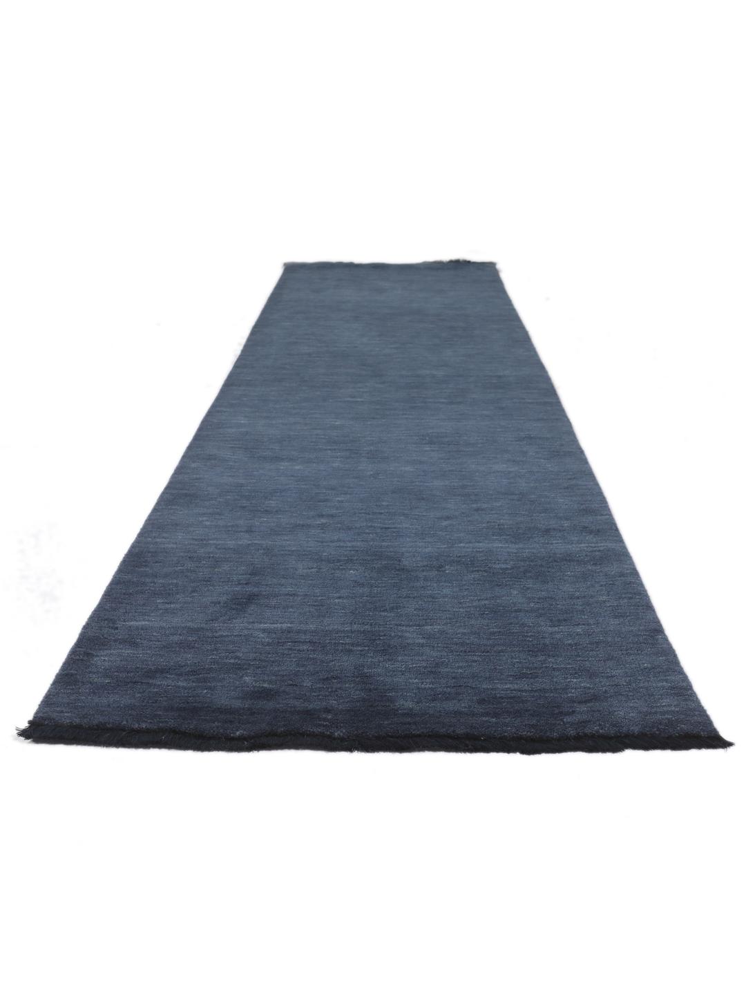 Handloom Fringes mørkeblå løber med korte frynser