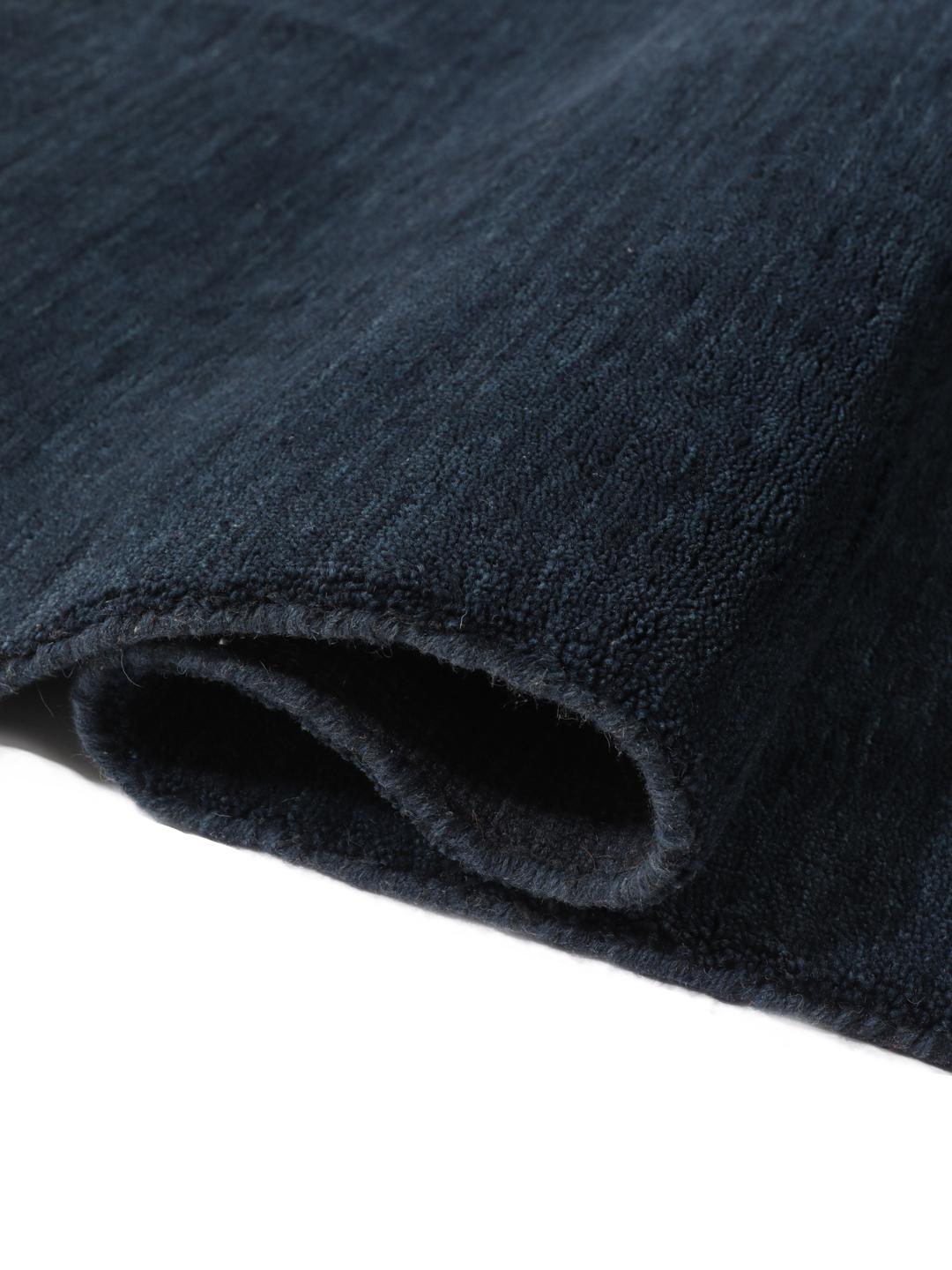 Handloom Fringes mørkeblå løber med korte frynser