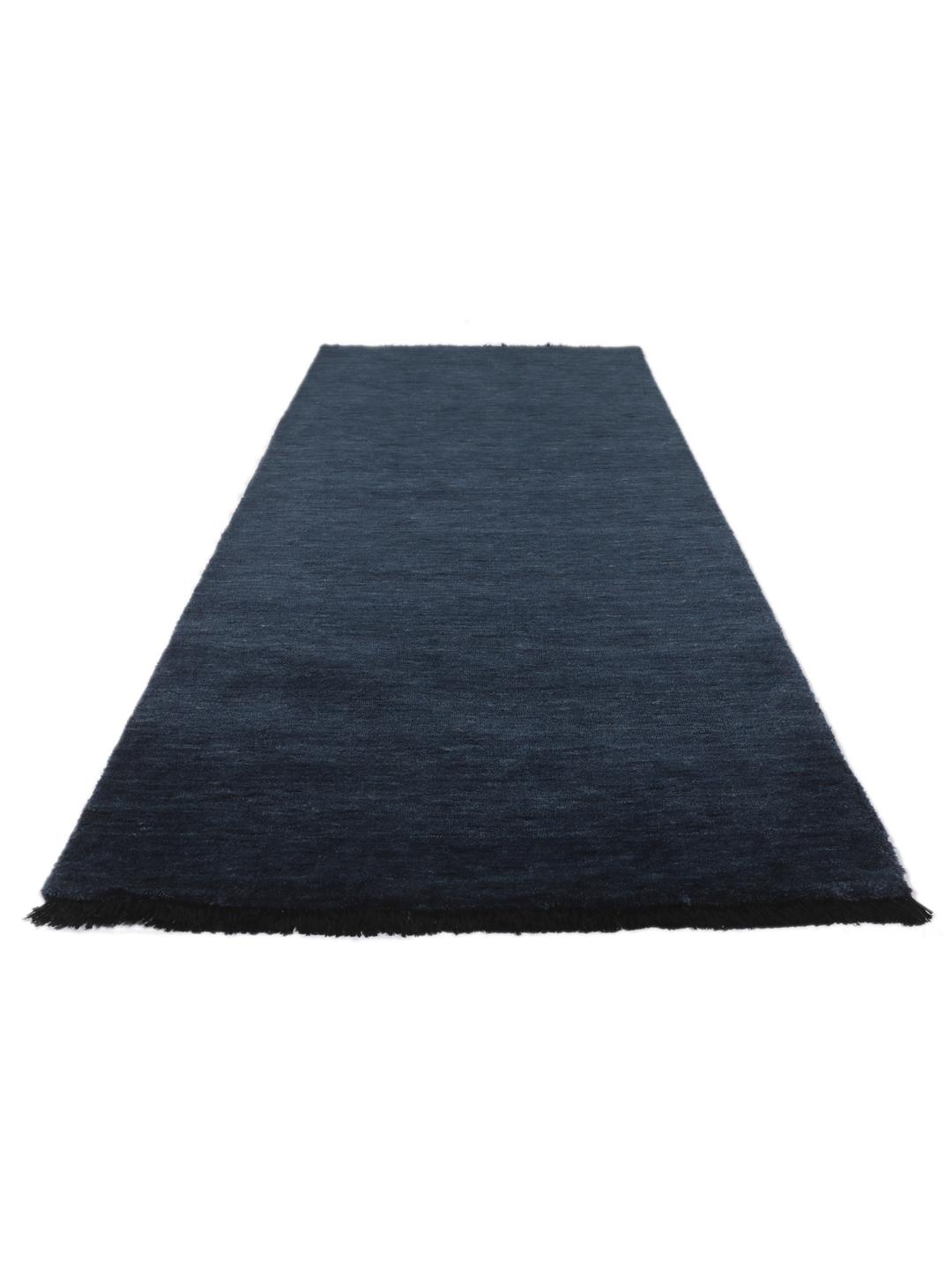 Handloom Fringes mørkeblå løber med korte frynser