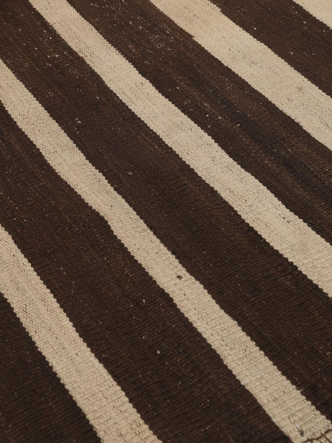 Kelim vintage afghan tissé à la main avec des rayures marron et beige