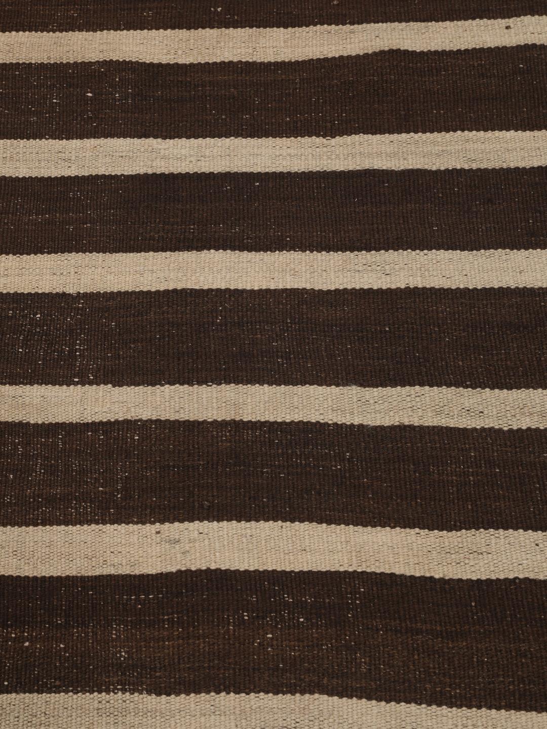 Kelim vintage afghan tissé à la main avec des rayures marron et beige