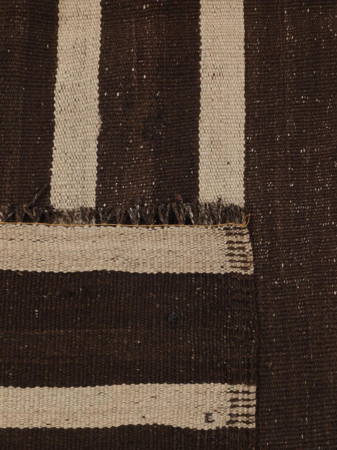 Kelim vintage afghan tissé à la main avec des rayures marron et beige