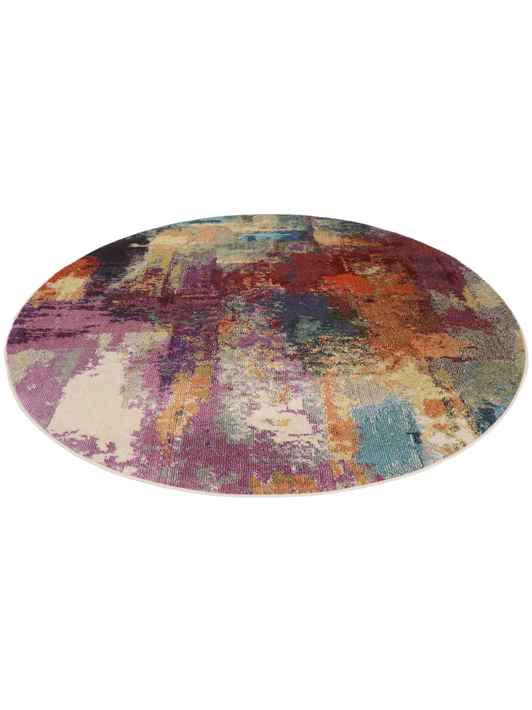 Rugvista essential - Aruba - Mauvepaars / Multicolor, Rond Ø 200 cm ...